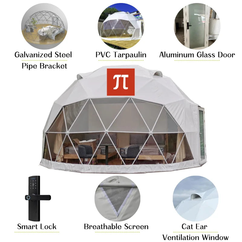 【Global Shipping】 Geodesic Dome Tent Spherical Tent Hotel Resort Outdoor Luxury Glamping Dome Transparent Starry Sky Tent
