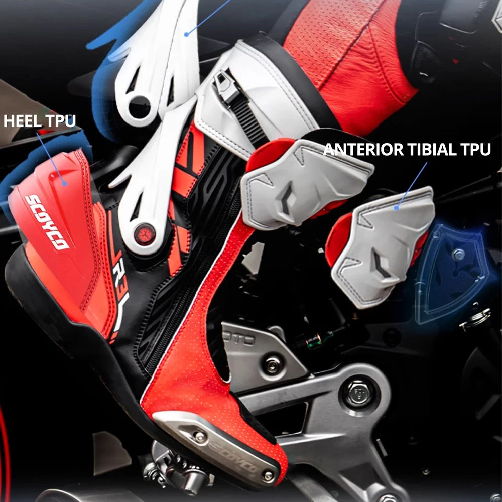 SCOYCO Knee-High Motorcycle Boots For Men Women Off-Road Highway Riding Durable Anti-Slip Sole Ankle Support All-Terrain Grip