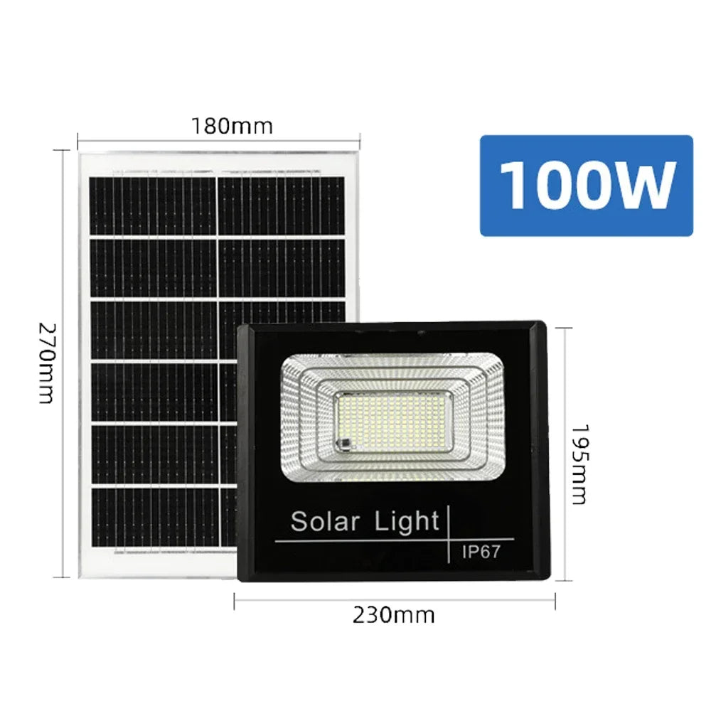 100W 220LED Solar Energy Light Waterproof Outdoor Solar Spotlight Lamp LED Flood Lamp Projector Lighting Fixture Floodlight