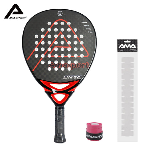 AMASPORT 38mm Padel Tennis Racket D Rough Surface EVA Soft  3K/12K/18K/Kevlar Carbon High Balance Paddle Racket for Advanced