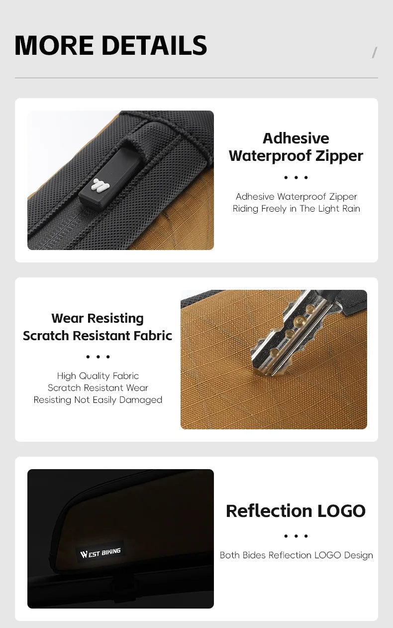 WEST BIKING Bicycle Top Tube Bag 1L Portable Cycling Front Frame Triangle Bag Lightweight Bike Bag MTB Road Bike Accessories