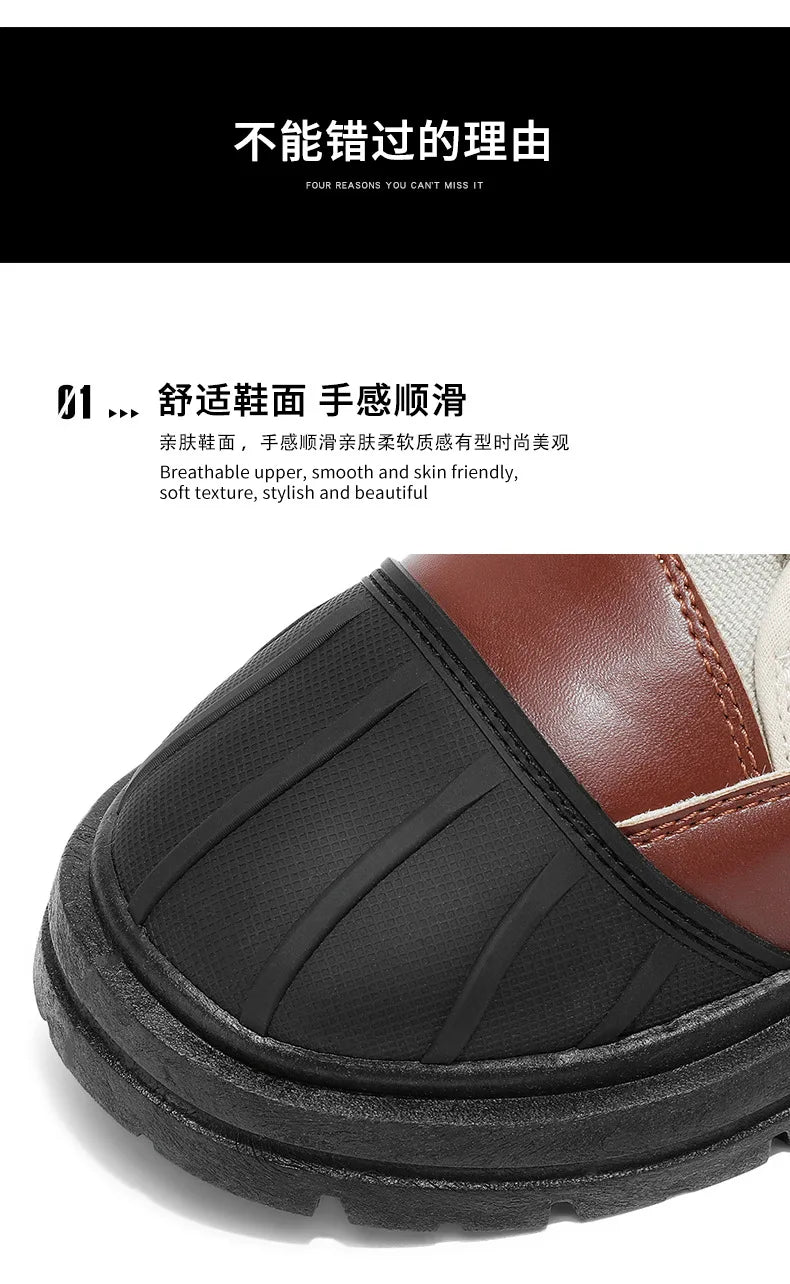 Luxury Men's High Top Ankle Boots Winter Motorcycle Boots Men Platform Safety Shoes Sneakers Work Boots for Men Tooling Booties