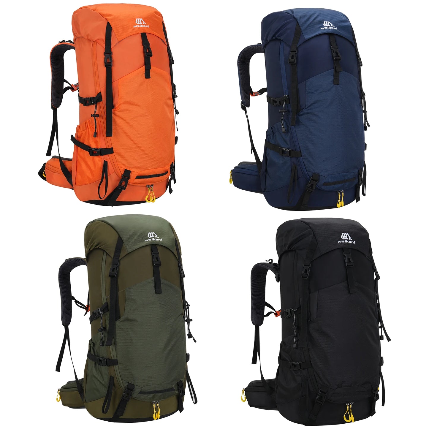 60L Nylon Mountaineering Backpack Lightweight Breathable Camping Hiking Gear with Adjustable Chest Buckle for Outdoor Camping