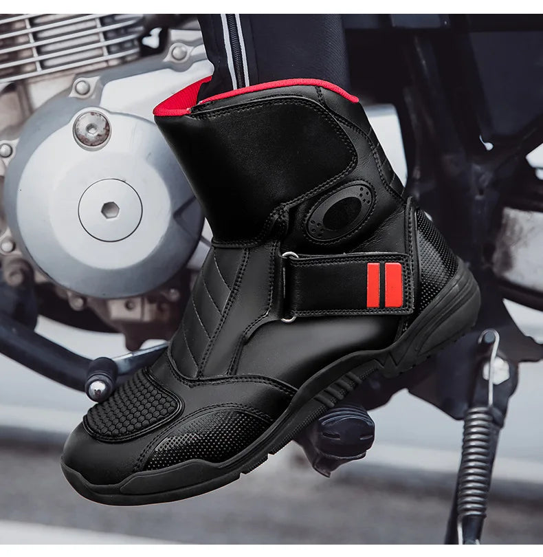 Motorcycle Boots Waterproof Leather Motorbike Protective Boots Motocross Riders Gear Men Women Moto Cycling Shoes Non-slip
