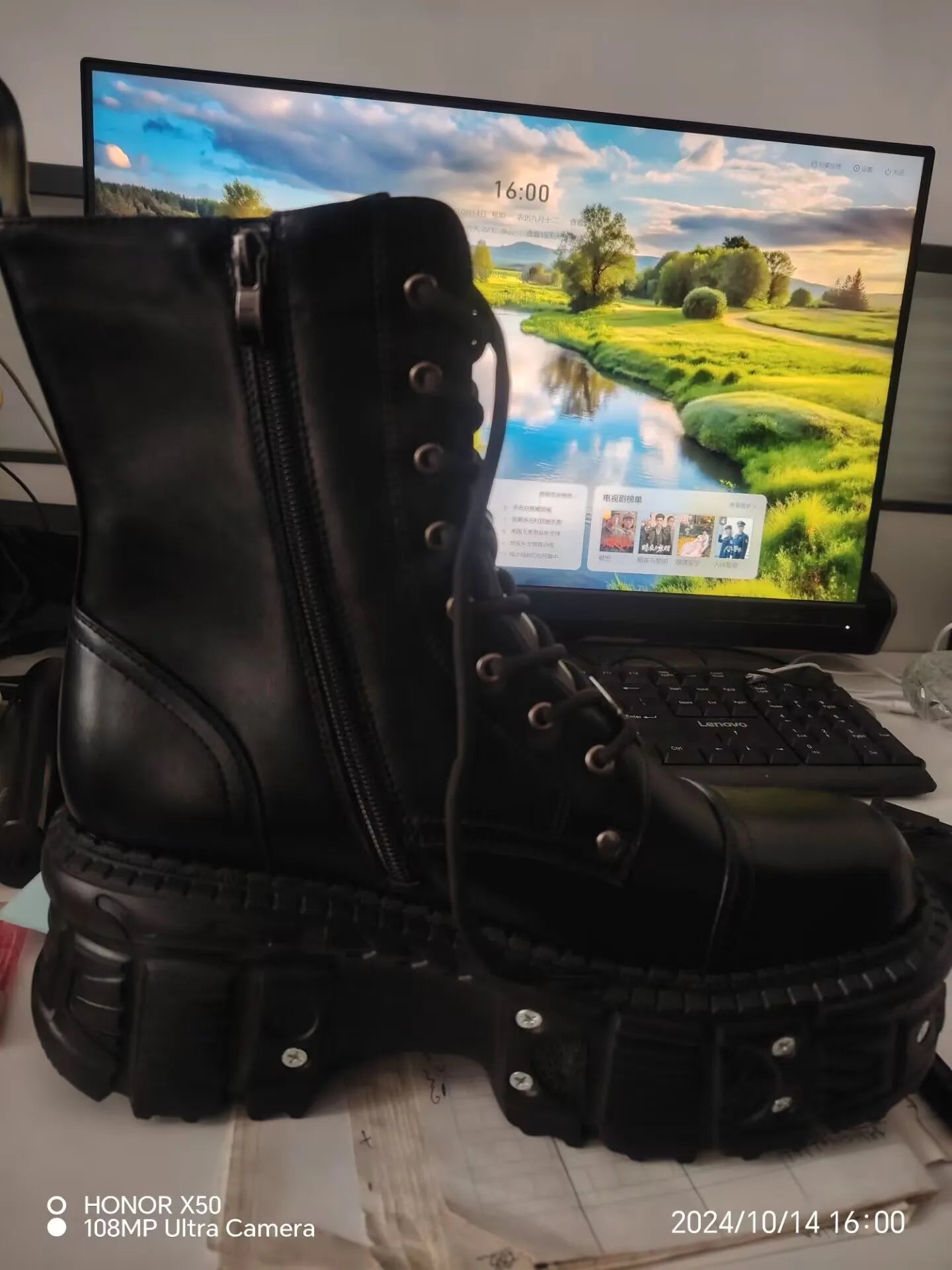 Women Omet Dark Motorcycle Heavy Metal Platform Cross-border Boots 2024 Spring New Female Punk Small Leather Men Shoes