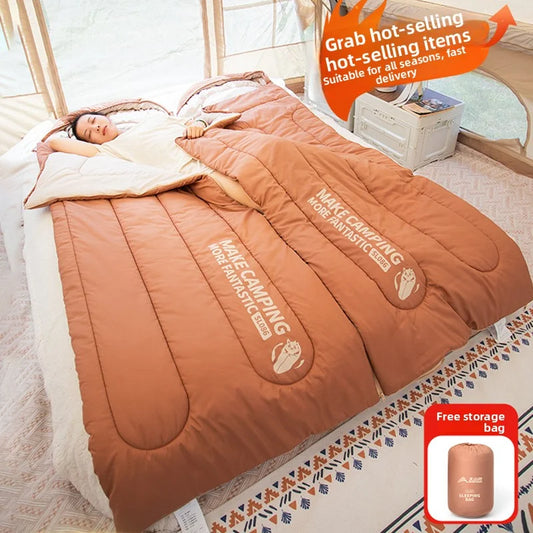 Sleeping bag for all seasons, suitable for adults, outdoor camping, overnight use, car use, and siesta, dual-purpose with warm