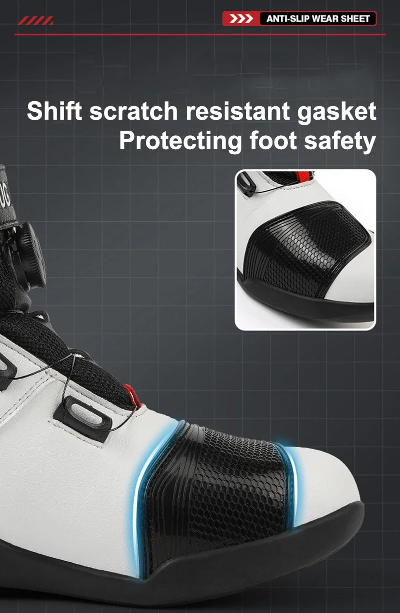 2024 New Motorcycle Boots Man Leather Motos Riders Protective Boots Waterproof Non-slip Motocross Mountain Racing Shoes