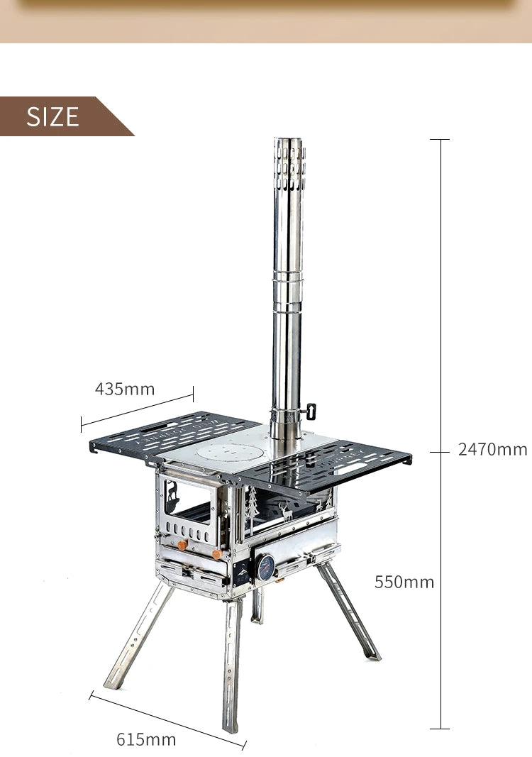 Firewood Stove Tent Heater Wood Furance Pellet Stove Brazier Grill Outdoor Camping Stove Portable Tent Heating Drawer Oven New