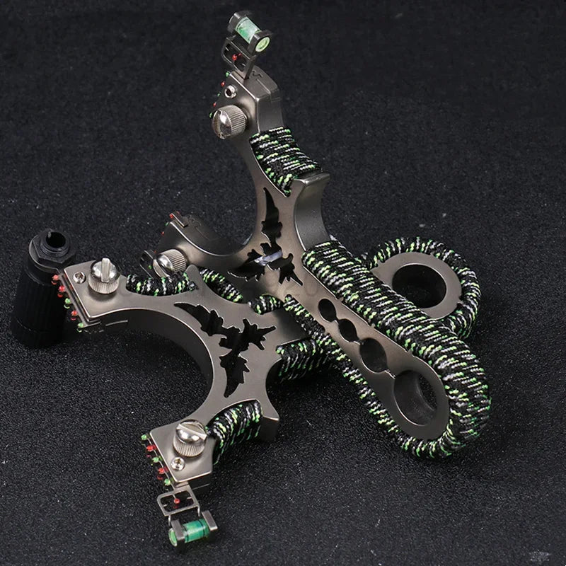 Red Laser Shooting Stainless Steel Slingshot With Flat Rubber Band Catapult Outdoor Sports Hunting Slingshot Accessories