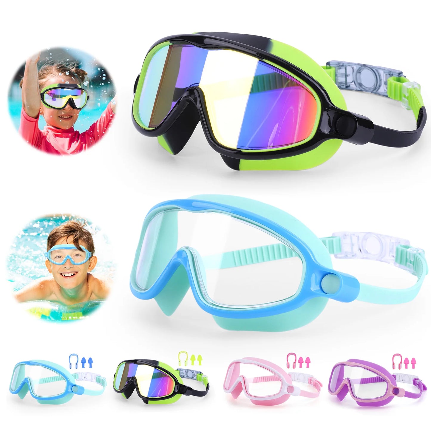 2Pcs Swimming Goggles Anti Fog Transparent Swimming Glasses Leakproof Wide View Swimming Eyewear Professional Swim Equipment
