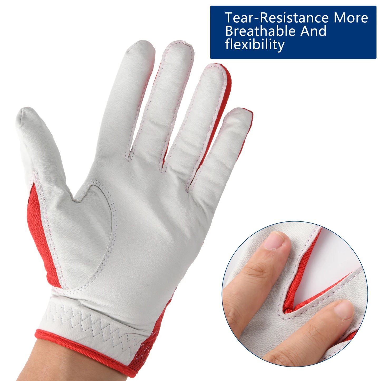 RSPGO Men's and Women's Single Pack Left - Handed Breathable Golf Gloves Crafted from All - Premium Soft Cabretta Leather