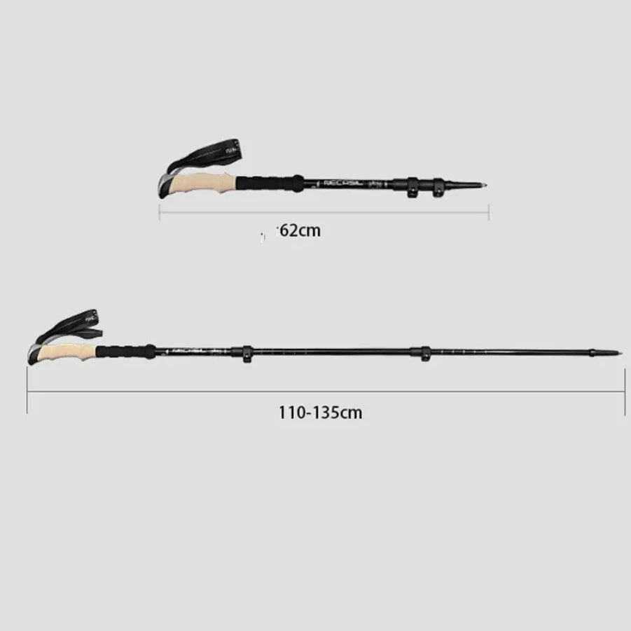 2 high-end hiking sticks, imitation cork handles, three-section telescopic ultra-light alloy sticks with external locks