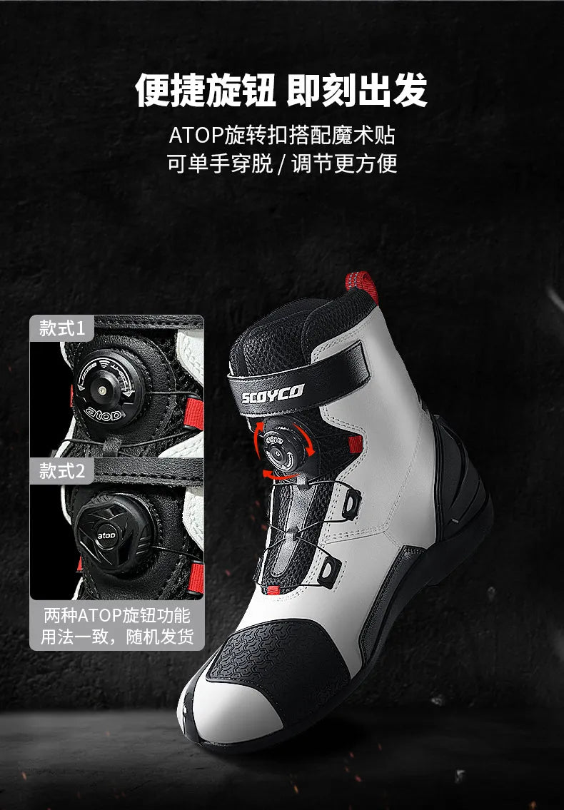Scoyco Men's Motorcycle Riding Boots Anti-slip Motocross Shoes Anti-fall Rider Racing Road Cross-country With CE Certification