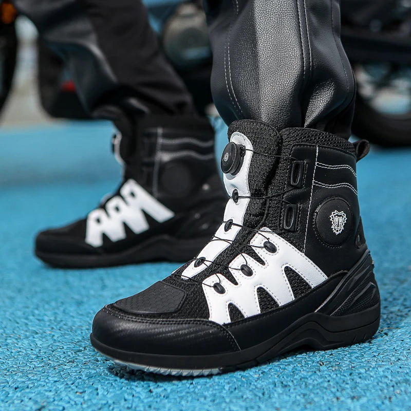 Motorcycle Shoes Riding Men Boots Motorcycle Casual Shoes Microfiber Waterproof Anti-slip Outdoors Travel Equipment Sneakers