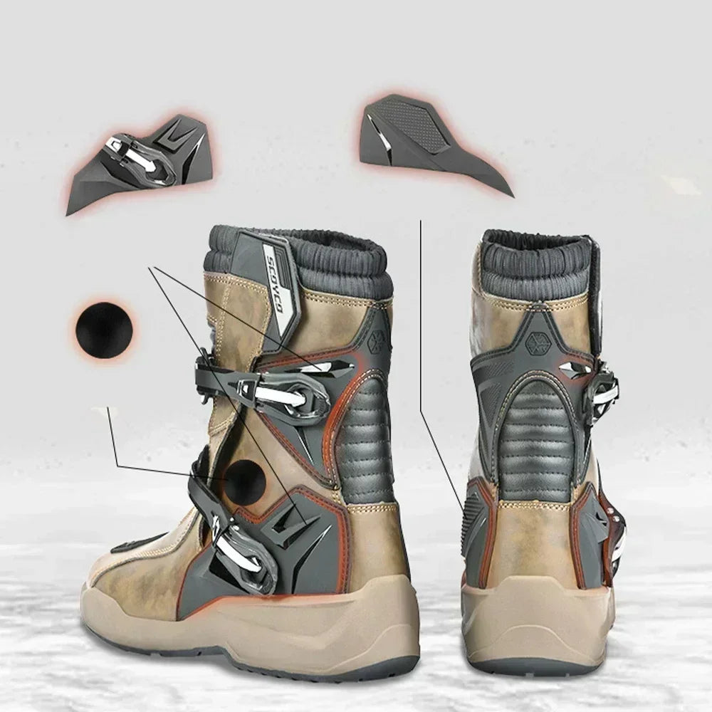 Motorcycle Long Boots Men Waterproof Motocross Riding Cycling Shoes Off-Road Motorbike Anti-drop Breathable Racing Equipment