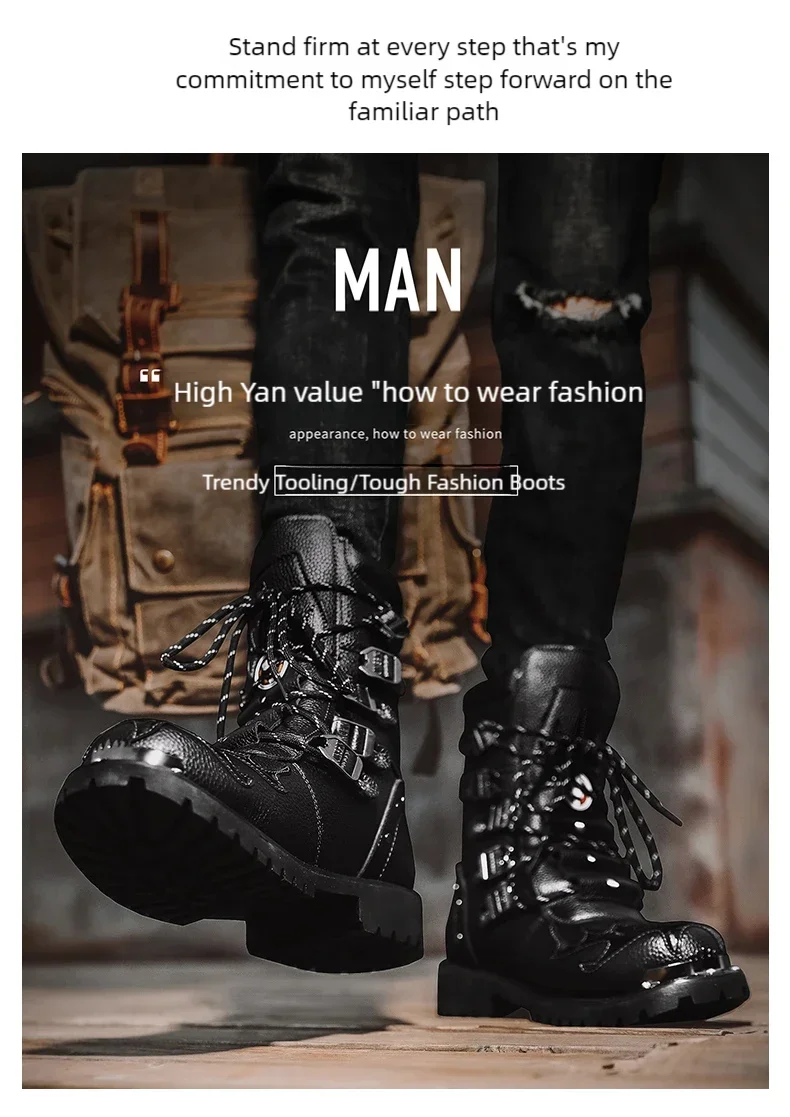 Motorcycle boots four season new men's outdoor fashion plus size high top Cycling shoes comfort anti-collision protective boots