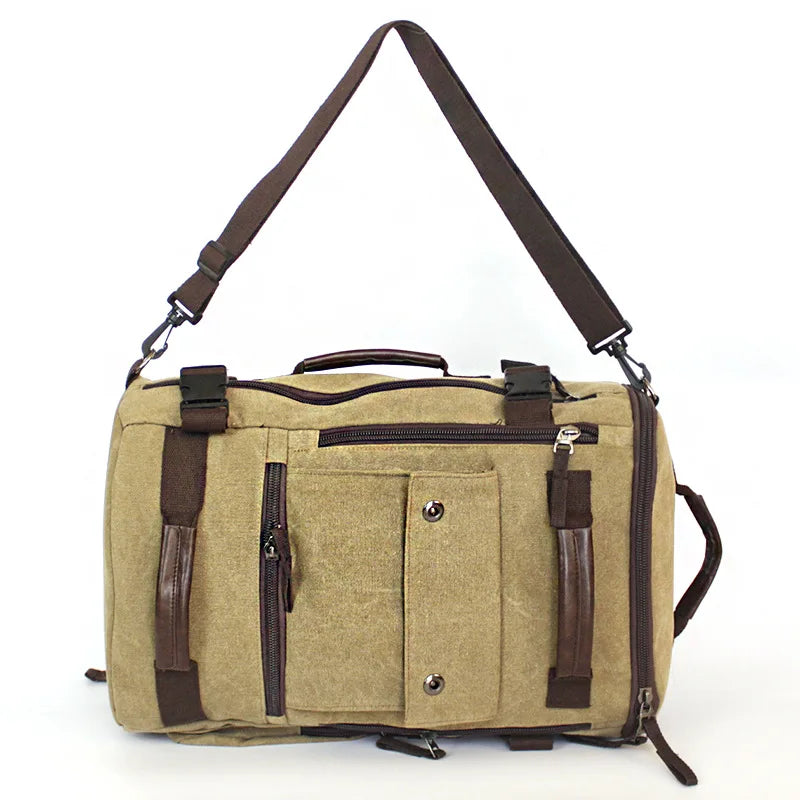 Outdoor Hiking Camping Canvas Backpack Large Capacity Tactical Travel Climbing Bag Luggage Handbag Men Women Computer Rucksack