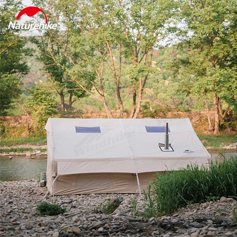 Naturehike Air Cabin Tent Inflatable Wall Camping Tent for 2-4 Person Family Group Travel Camping House Two Rooms Aluminum Alloy