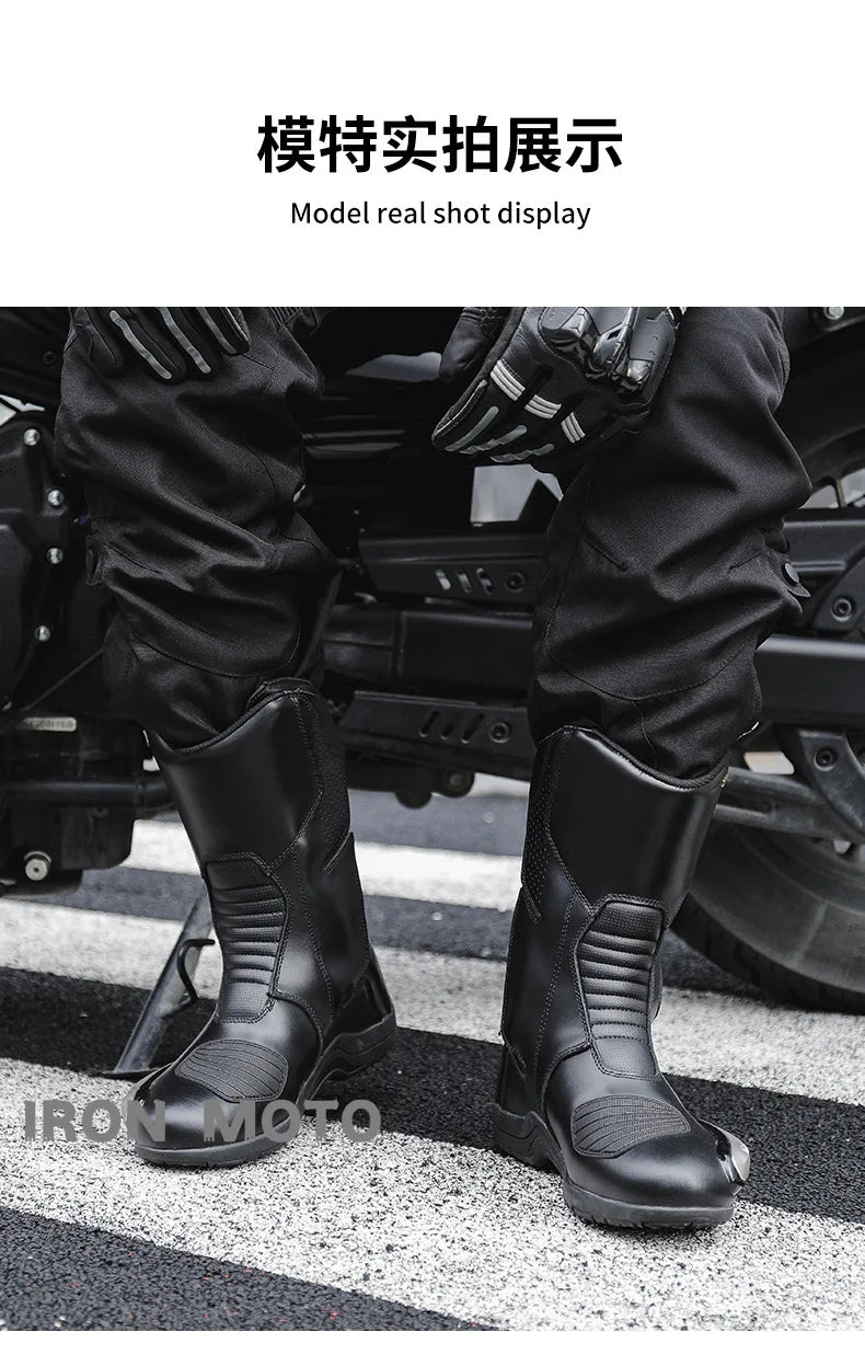 Motorcycle Shoes Full Leather Motocross Boots with Shifter Guard Cafe Boots Enduro Boots for Touring&hiking Moto Protection Gear