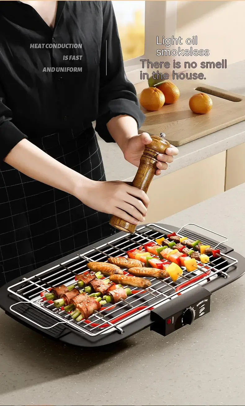 Electric Grill Indoor Smokeless Portable Food Barbecue Grill Smokeless Household Barbecue Grill Barbecue Skewers Portable Stove