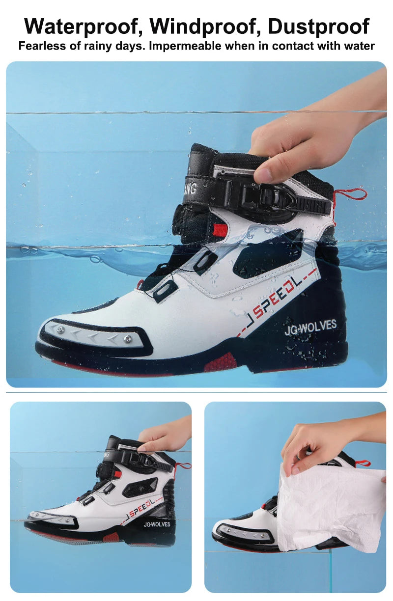 2024 New Motorcycle Boots Man Leather Motos Riders Protective Boots Waterproof Non-slip Motocross Mountain Racing Shoes