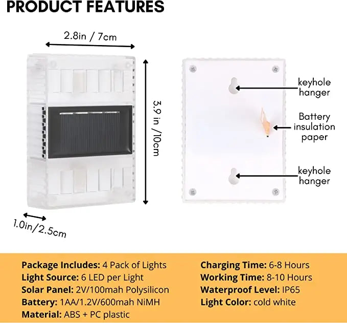 Solar 6LED Outdoor Light Solar Lighting Sensor Lamp Streetlights Exterior Garden Decoration Garland Waterproof Solar Wall Light