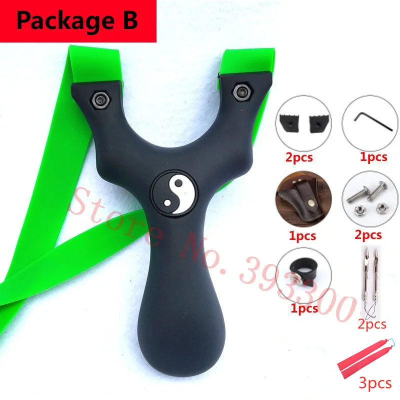 Professional Super Hard Resin Outdoor Slingshot Catapult, Hunting with Flat Rubber Band, Strong Powerful Aiming Point