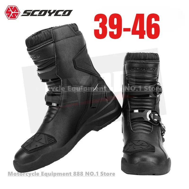 SCOYCO Motorcycle Anti-fall Riding Shoes Anti-slip Wear-resistant Waterproof Boots Protective Motorcycle Off-road Equipment Men
