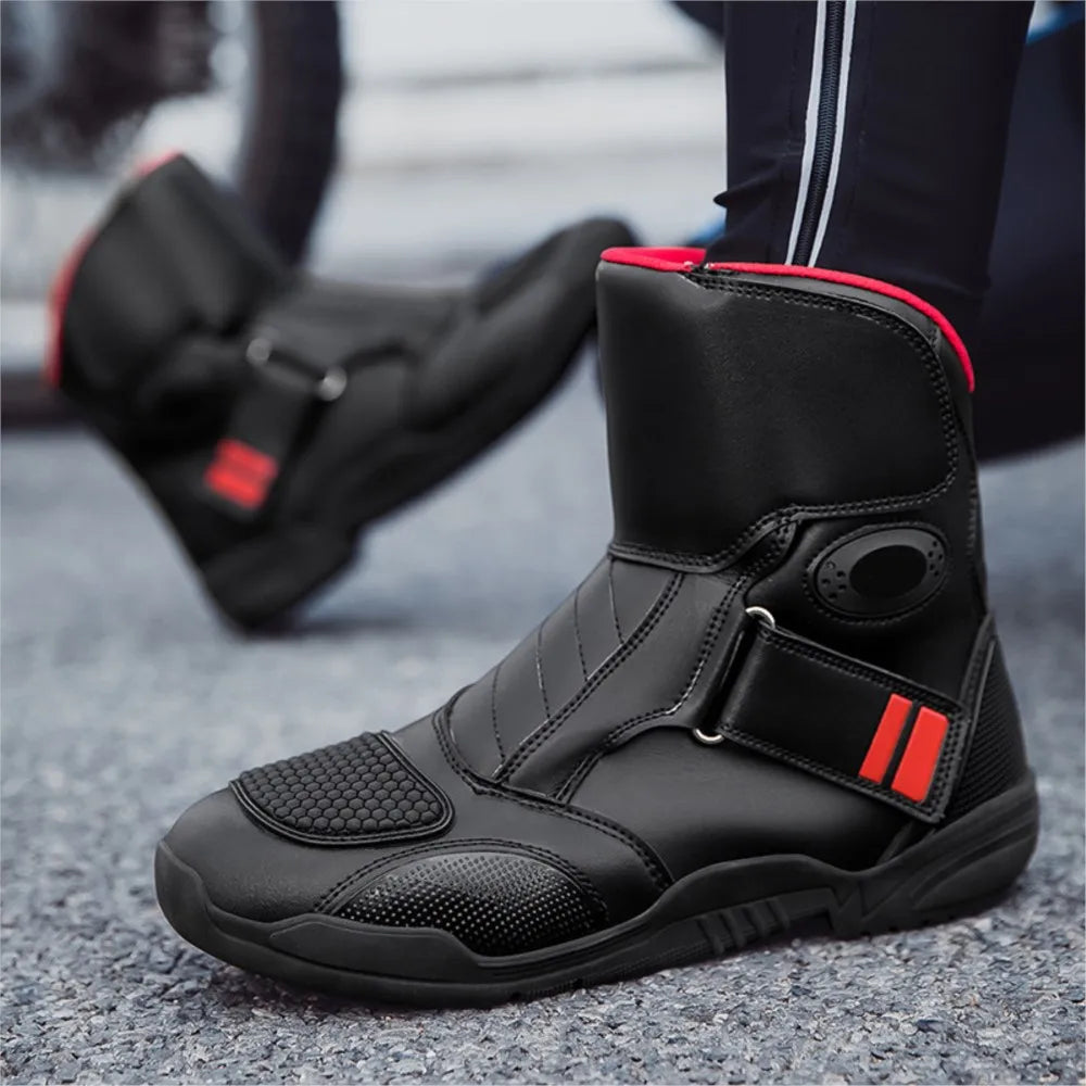 Motorcycle Boots Waterproof Leather Motorbike Protective Boots Motocross Riders Gear Men Women Moto Cycling Shoes Non-slip