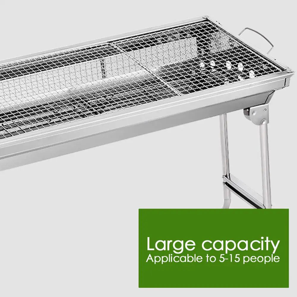 Folding Portable Barbecue Charcoal Grill Stainless Steel Large BBQ Grill Tool For Outdoor Cooking Camping Picnics Beach