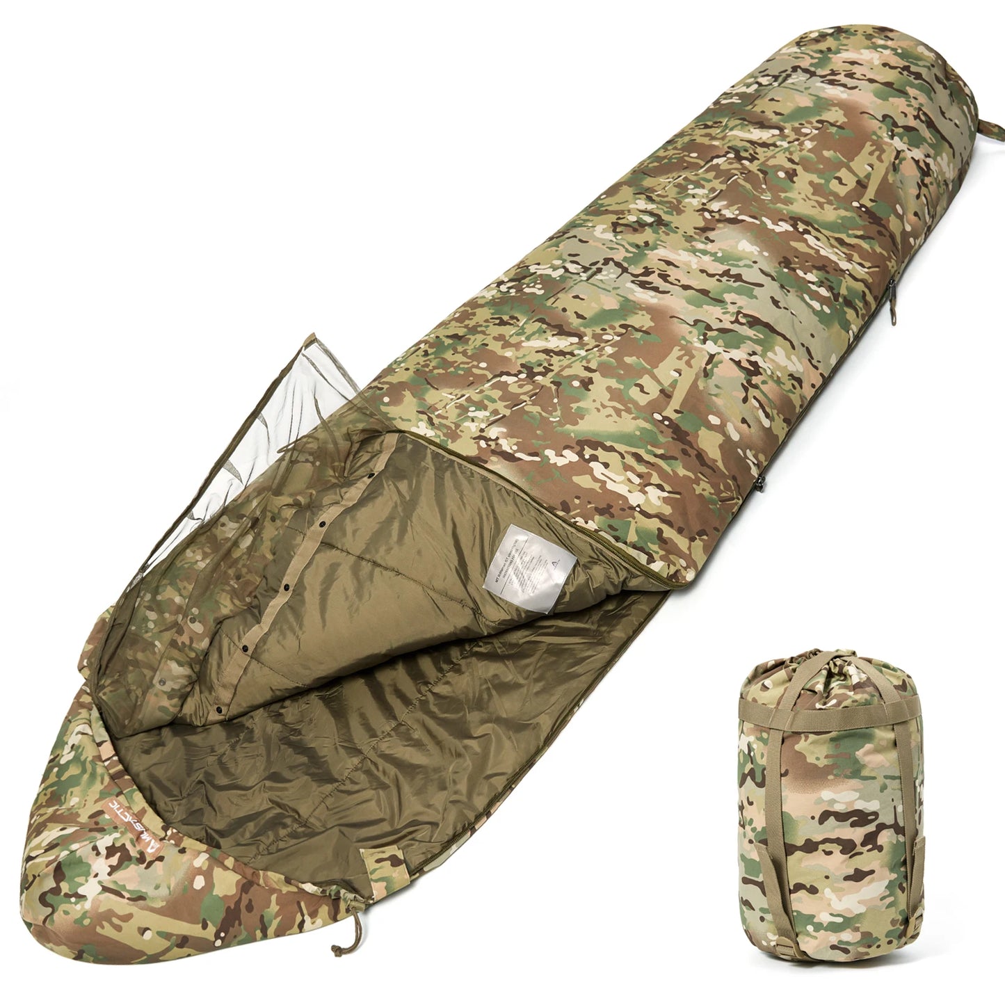 Akmax GT Tactical Military Sleeping Bag – Army Combat Mummy Bag with Waterproof Bivy Cover for Outdoor Camping, Hiking
