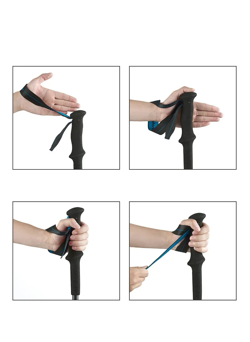 Naturehike-EXT Carbon Fiber Ultralight Walking Hiking Sticks,4 Sections Foldable Adjustable Trekking Poles Camping Hiking Tool