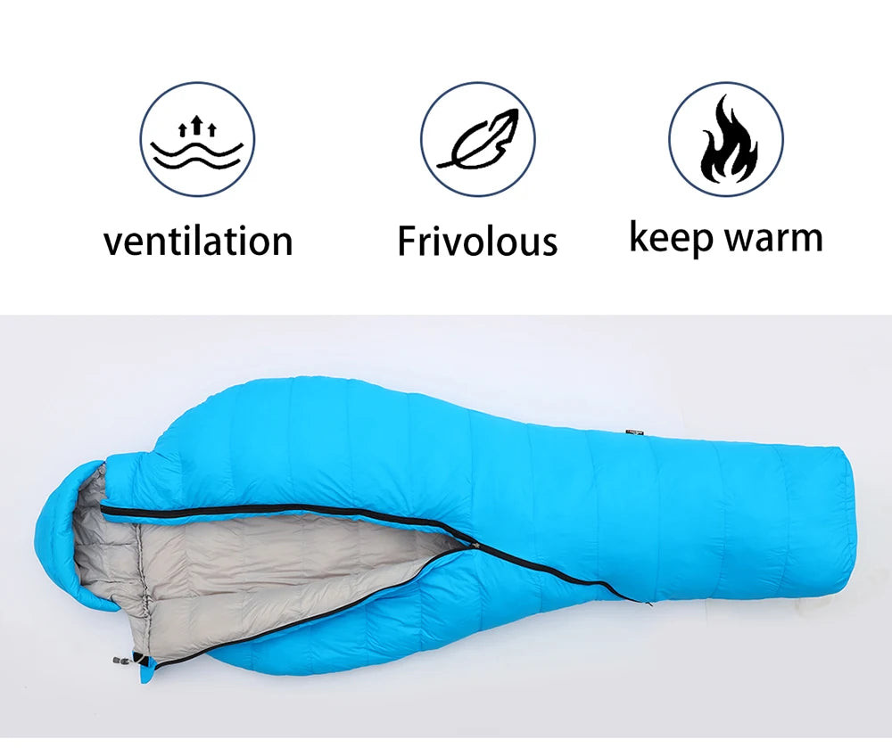 Premium Down and Synthetic Hybrid Sleeping Bag Camping  Lightweight Sleeping Bag High Neck Design Sleeping Bag 0°C to -5°C ，1.3