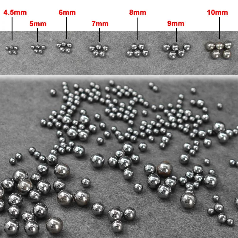 100pcs Slingshot Special Steel Ball for Hunting, Diameter 4.5mm -10mm Ball Bearing Carbon Steel Hunting Accessories