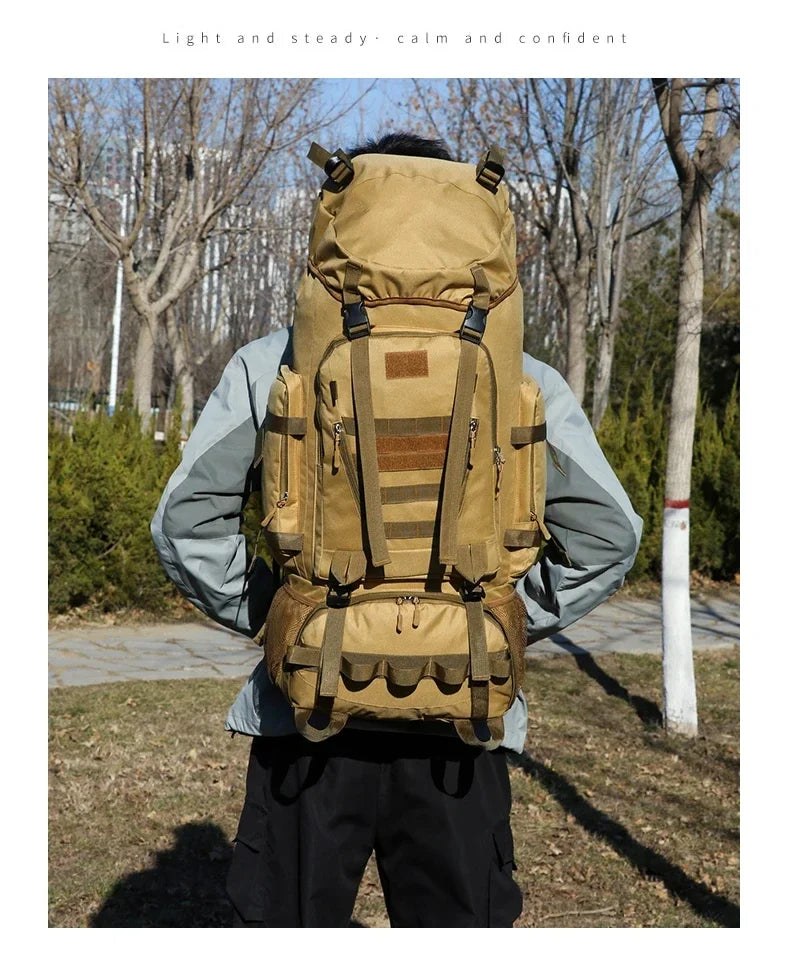 90L Travel Bag Camping Backpack Tactical Hiking Climbing Bags Mountaineering Large Sport Knapsack Outdoor Men Luggage Rucksack