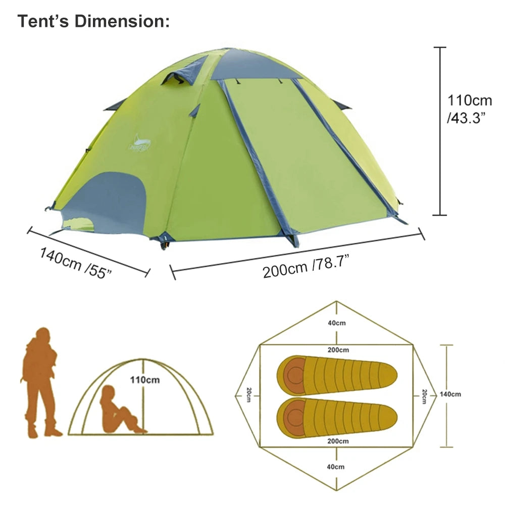 Desert Fox Camping Tents Fiberglass/Aluminum 3 Season Backpack Tent Lightweight Outdoor Compact Tent for Hiking Cycling Climbing