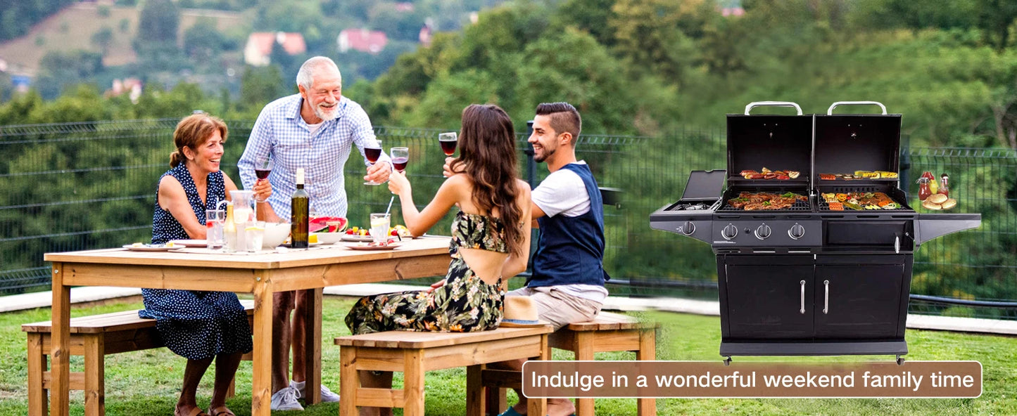 Homemade High Standard Stainless Steel Outdoor Garden High End Auto Ignition 3 Burners Gas Bbq Grill Barbecue BBQ