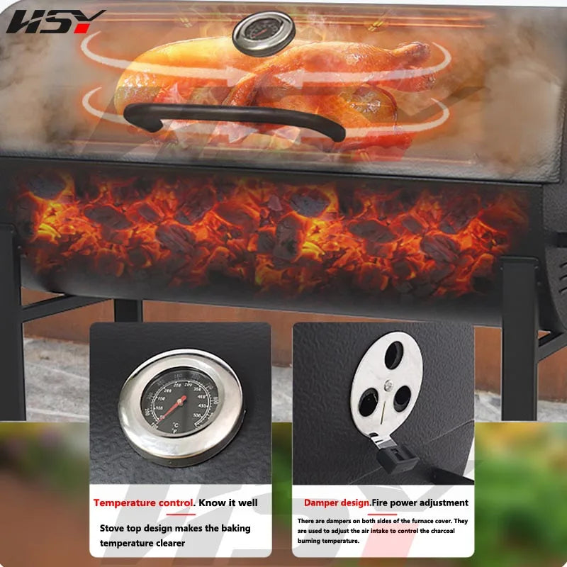 Household Charcoal Stove Outdoor American Barbecue Grill Outdoor Camping Baking Charcoal Grill Fish Grill Charcoal Smoke Grill