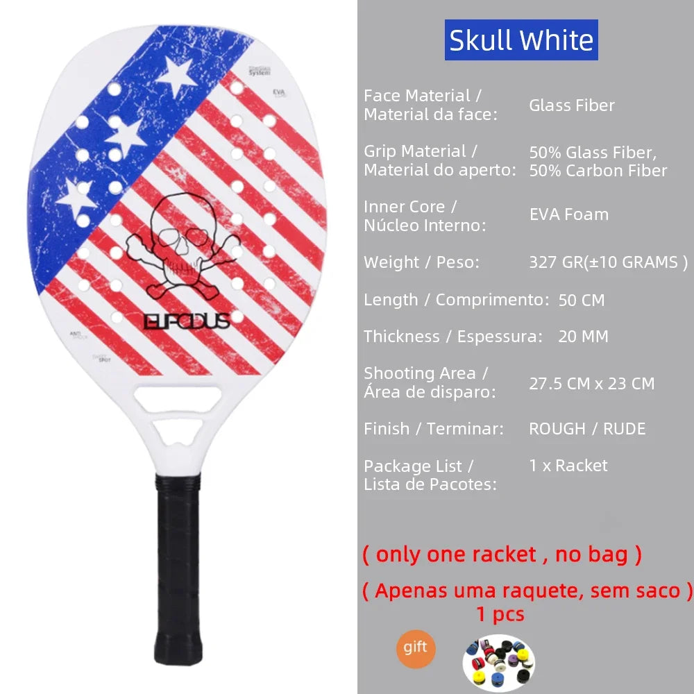 New 18K 12K 3K Full Carbon and Glass Fiber Beach Tennis Racket Matte Face Tennis Racquet