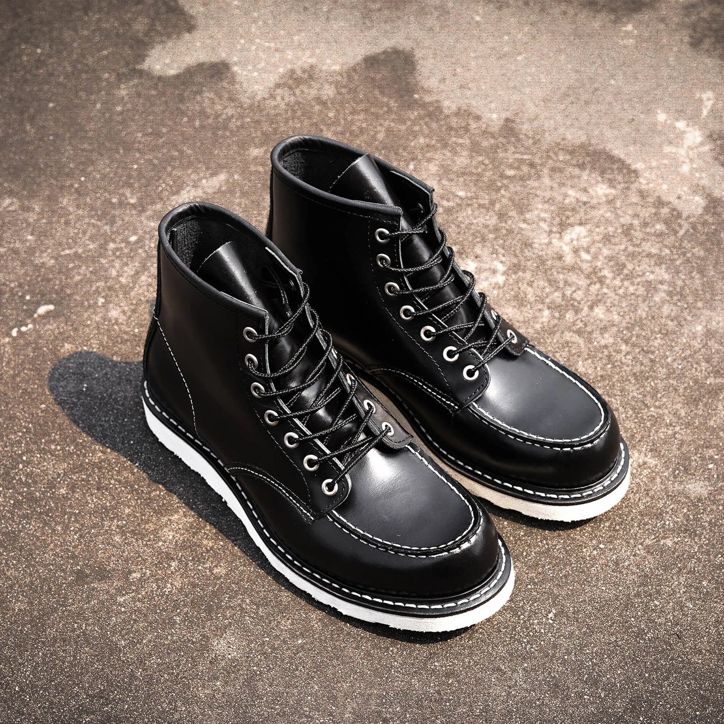 Durable Goodyear-Welted Stitchdown Rugged Style Work Boots Heritage Genuine Leather Moctoeboots Red For Men 1907 Shoes