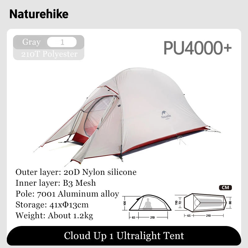Naturehike Outdoor Upgrade Cloud Up 2 3 Person Tent 20D Nylon Silicone Double Layer Aluminum Pole Ultralight Camping Hiking Tent