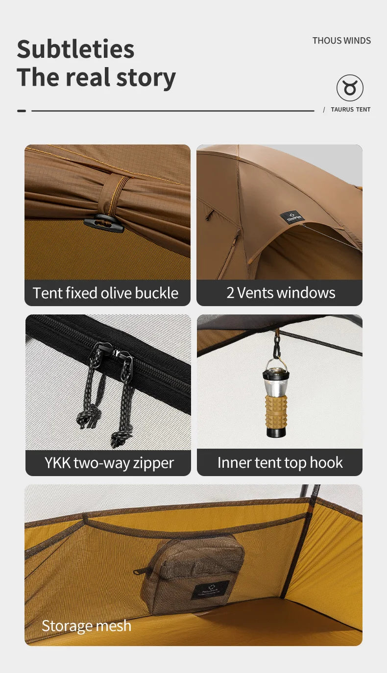 Thous Winds Taurus 1 People Camping Tent Ultralight Hiking Tent Backpack Outdoor Cot Tent 15D Nylon Ripstop Both Side Silicon
