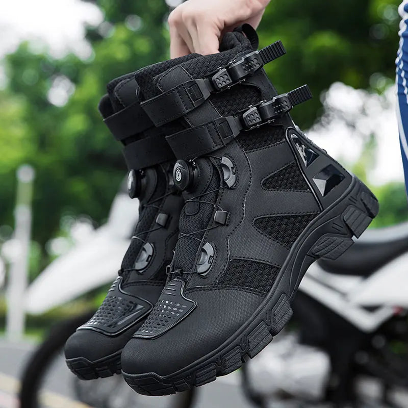 Men's Motorcycle Boots High Quality Breathable Motocross Shoes TPU Protective Men Motorcycle Shoes Non-slip Motos Riding Boot
