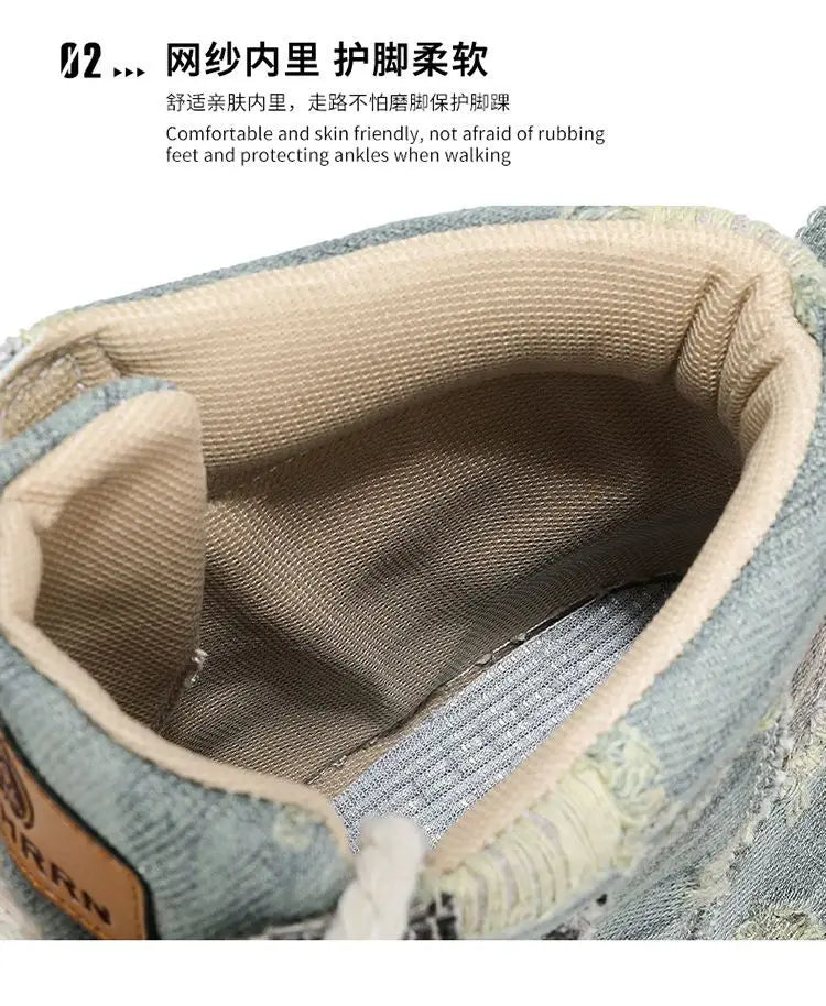 Motorcycle Riding Shoes Casual Commuter Boots Protective Fall Resistant Wear Boots Four Seasons Riding Shoes Denim Casual Shoes