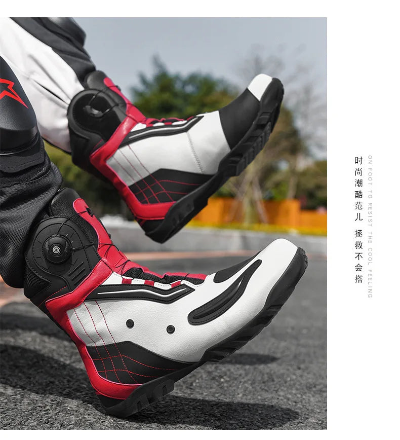 Motorcycle Men Boots Racing Shoes Riding Breathable Soft Boots Durable Off-road Motorbike Anti-kick protection Black Equipment