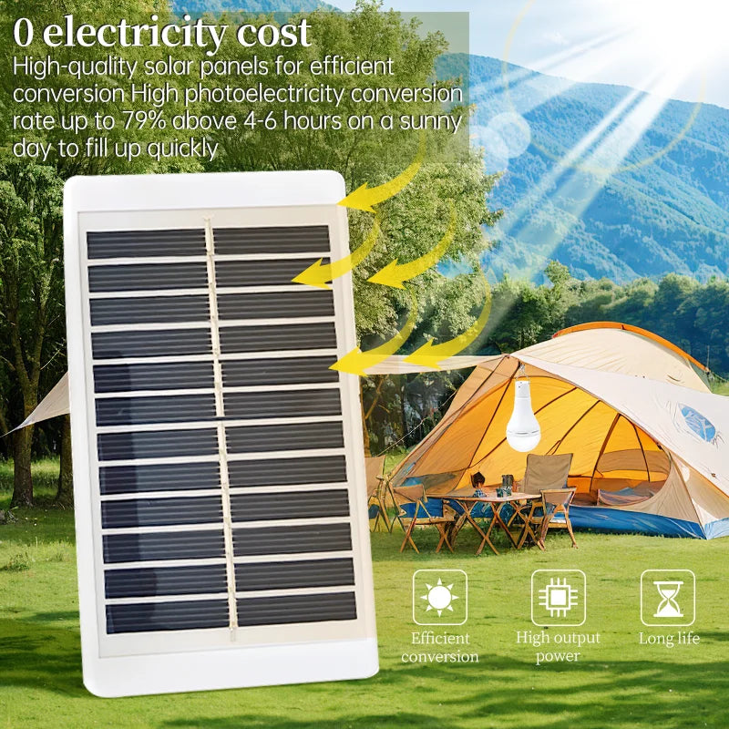 7W/9W LED Solar Lamp Bulb Hanging Solar Lights For Outdoor Camping And Fishing Emergency Sunlight Powered Lamp With Remote