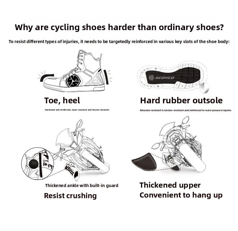 SCOYCO Motorcycle Riding Boots Motorcycle Tour Boots Waterporoof Rally Shoes Four Seasons Men Ankle TPU Protections EU 39-46
