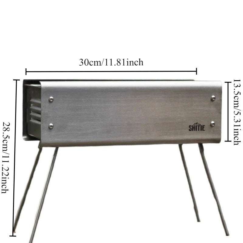 Outdoor Folding Camping Furnace Portable Stainless Steel Household Barbecue Stove Stable Thickened Charcoal Rack Outdoor Stoves