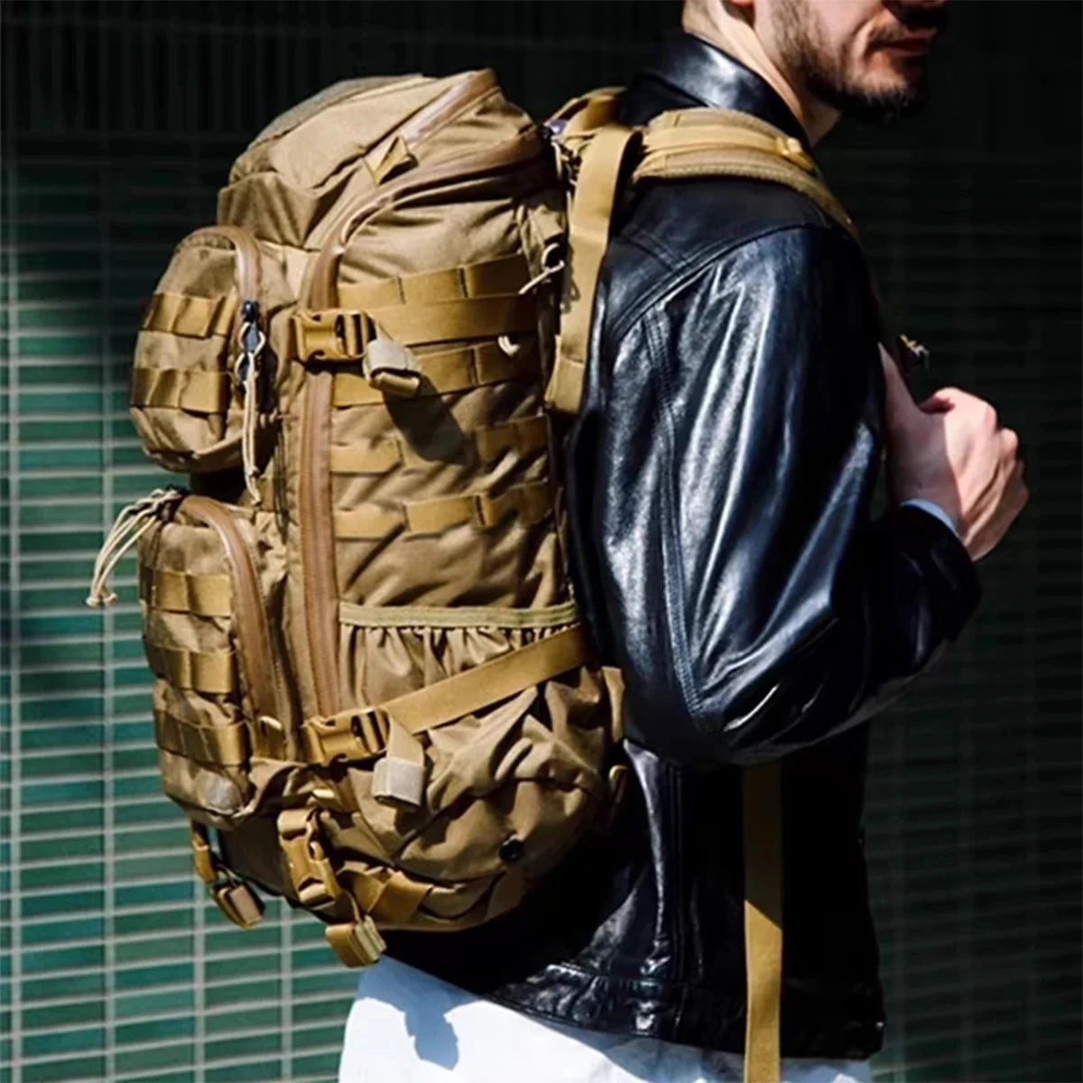 500D Tactical Backpack Multi 30D Large Capacity Mountaineering Bag with Waterproof Rain Cover Outdoor Camping Hiking Pack