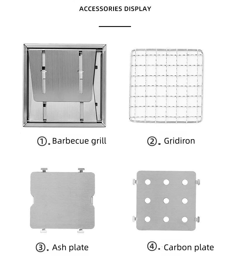 Mini Barbecue Grill Around The Stove Make Tea Outdoor Portable Folding BBQ Grill Stove Stainless Steel Furnace